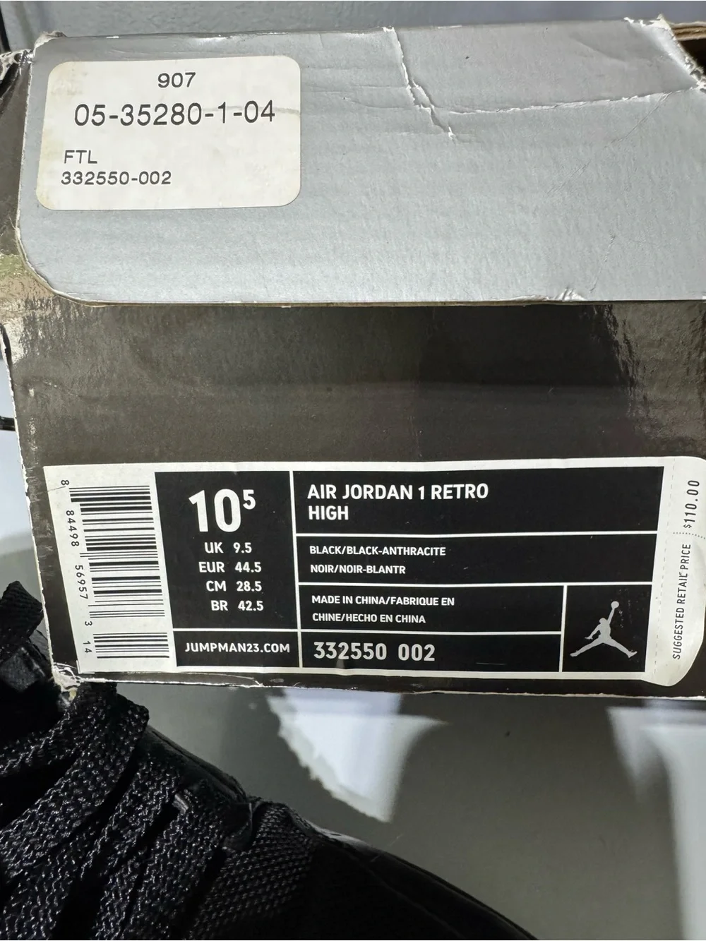 Jordan 1 retro Men’s High-Top Sneakers - Black/Black